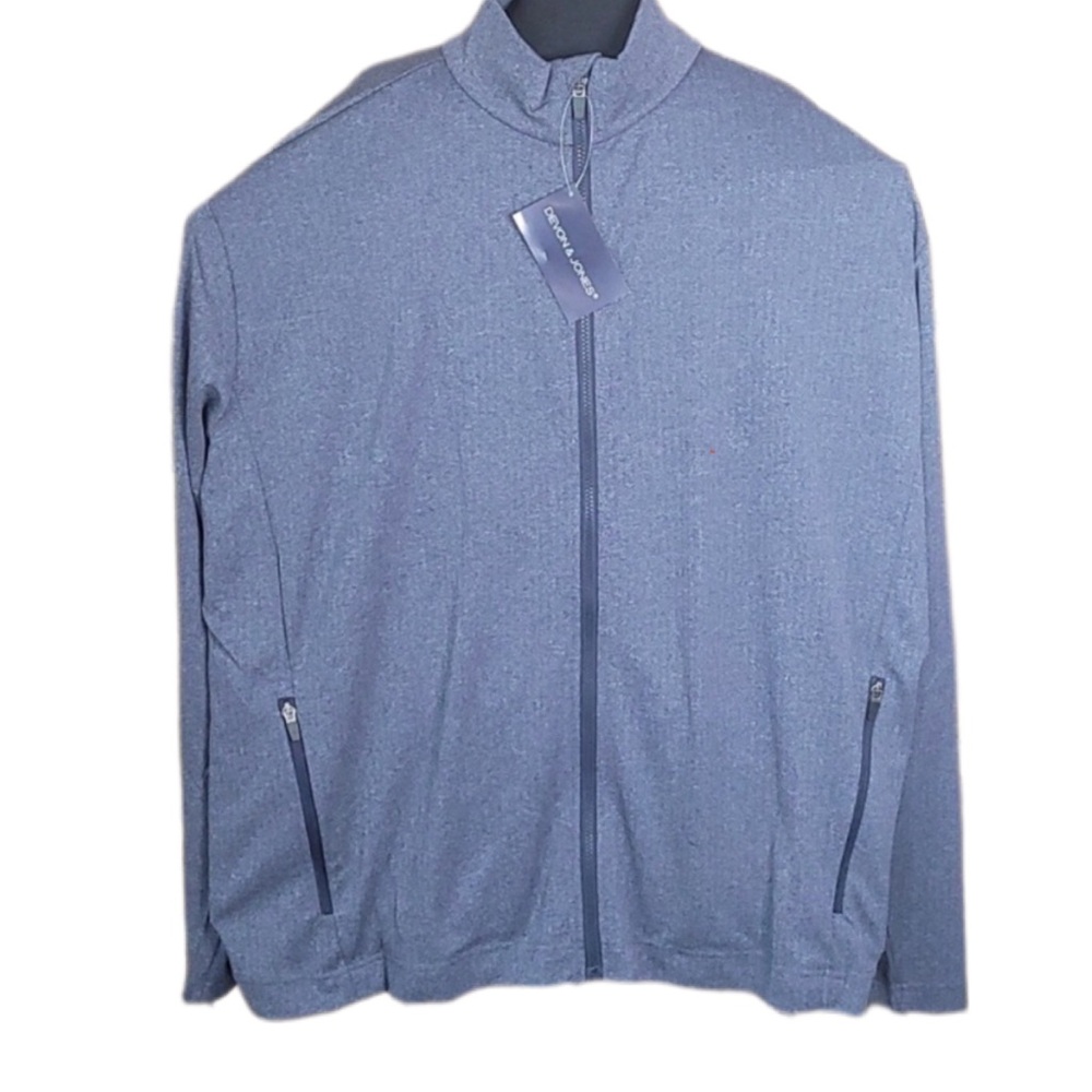 NEW! Devon & Jones NAVY HEATHER  Herringbone Lightweight Full Zip Jacket